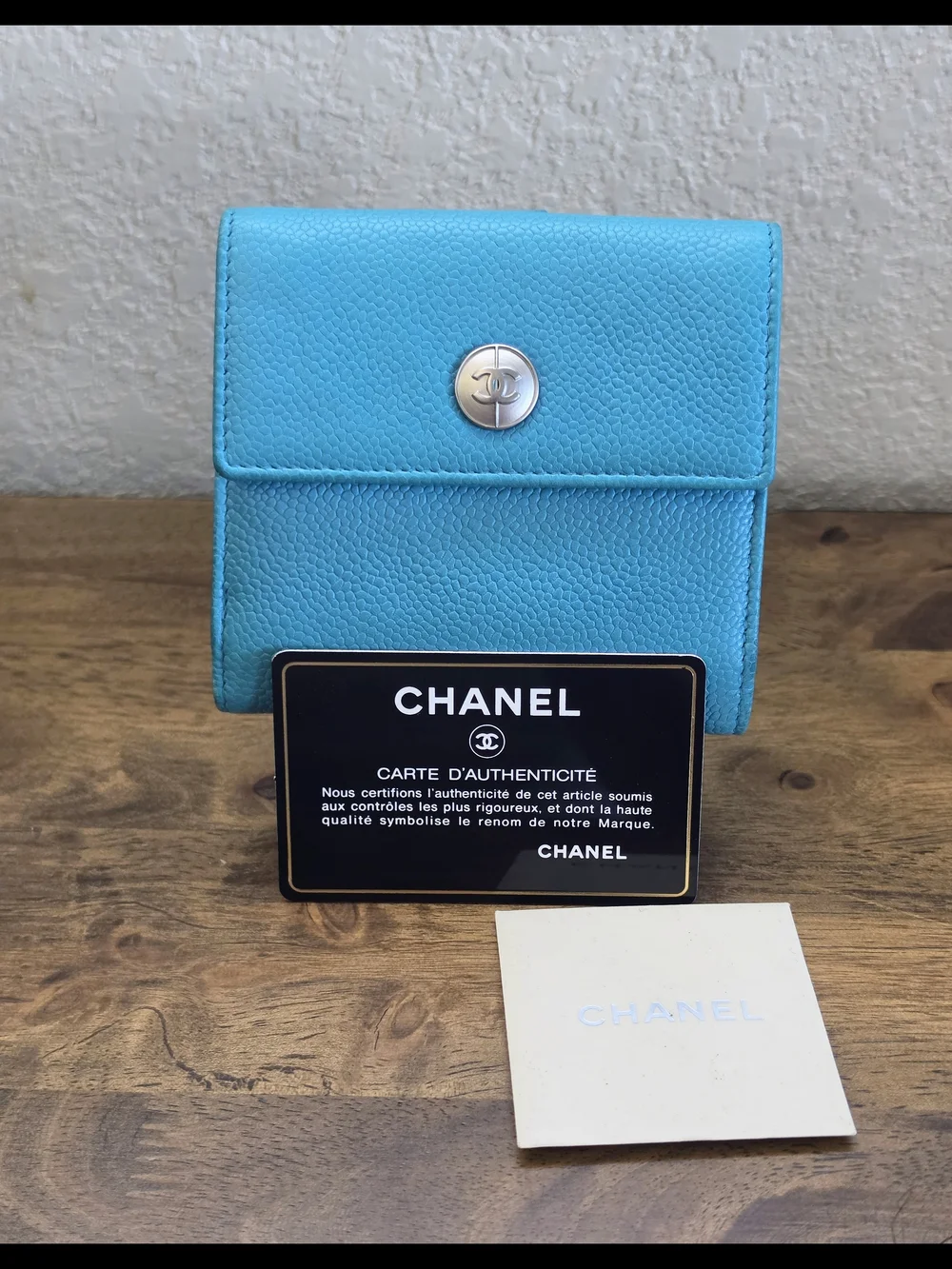 Chanel Turquoise Caviar Leather Small Wallet